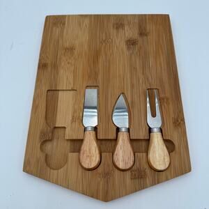 Bamboo Cheese Board Charcutterie Board with 3 Utensils Stainless Steel